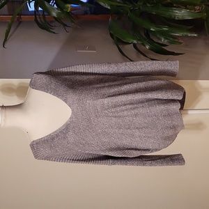 Forever 21 Gray Knit Sweater V Neck Scoop Neck Crisscross Back